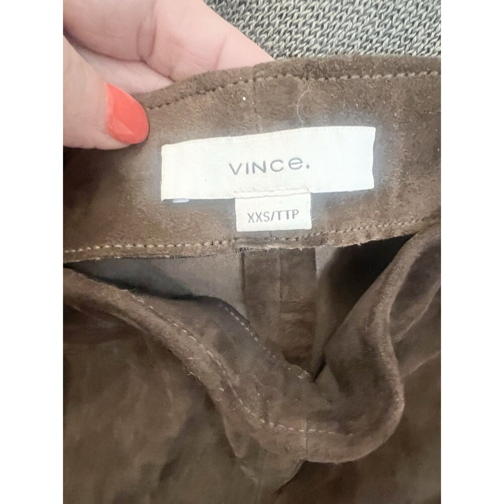 Vince  Size XXS 0  XS 100% Lamb Leather Brown Pants Slit Luxury $499 Designer - Picture 4 of 10